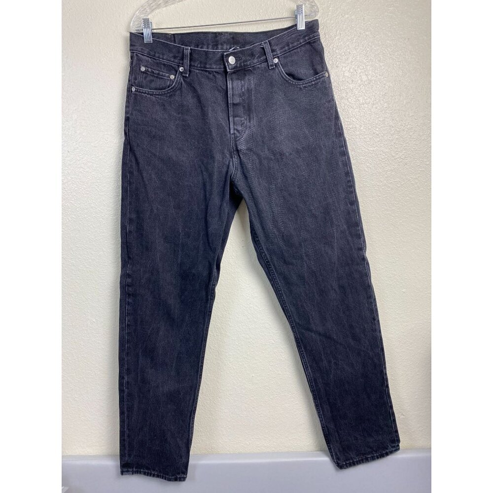 Weekday‎ Barrel Jeans Mens size 32X34 Black Tapered Button fly Denim Cotton